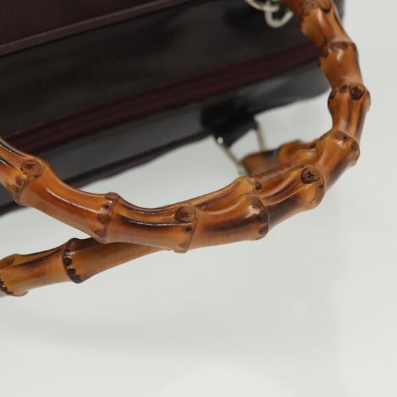 GUCCI Bamboo Hand Bag Nylon Black Silver 000 000 - Picture 5 of 13